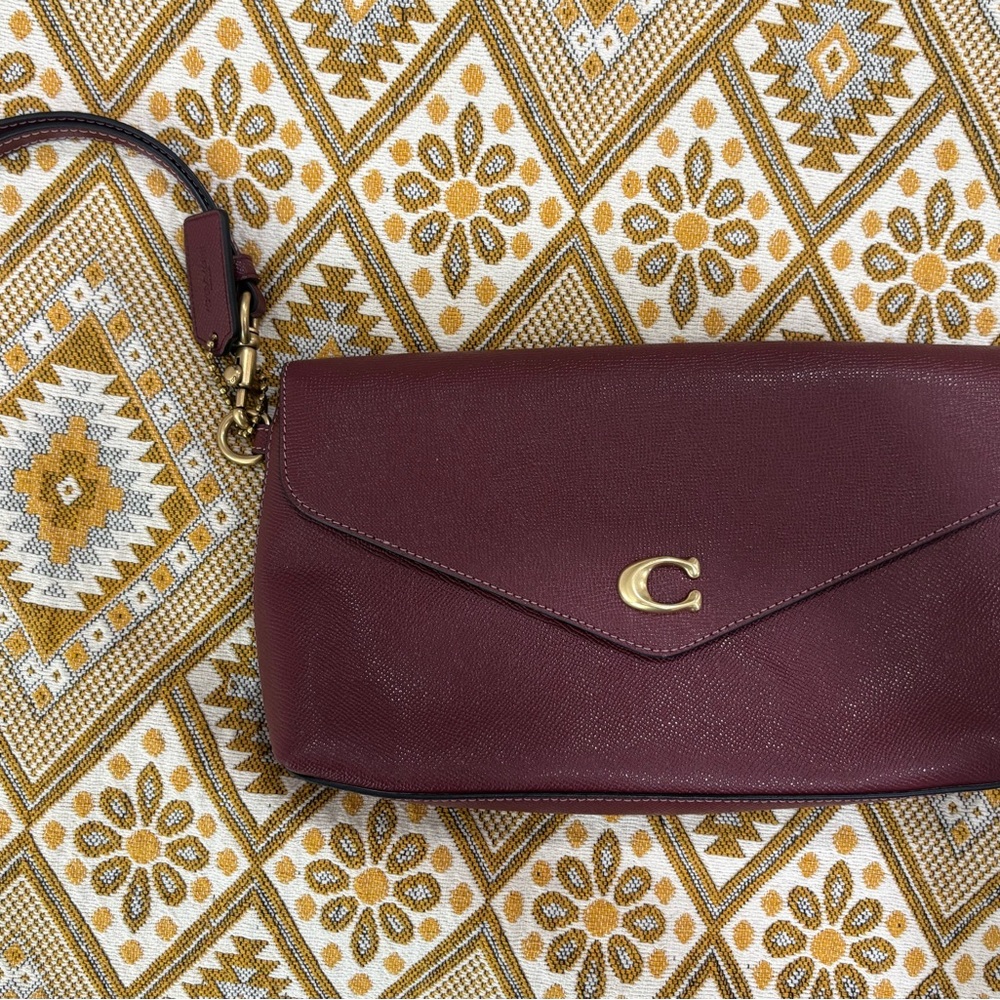 Coach Burgundy Leather Clutch Bag